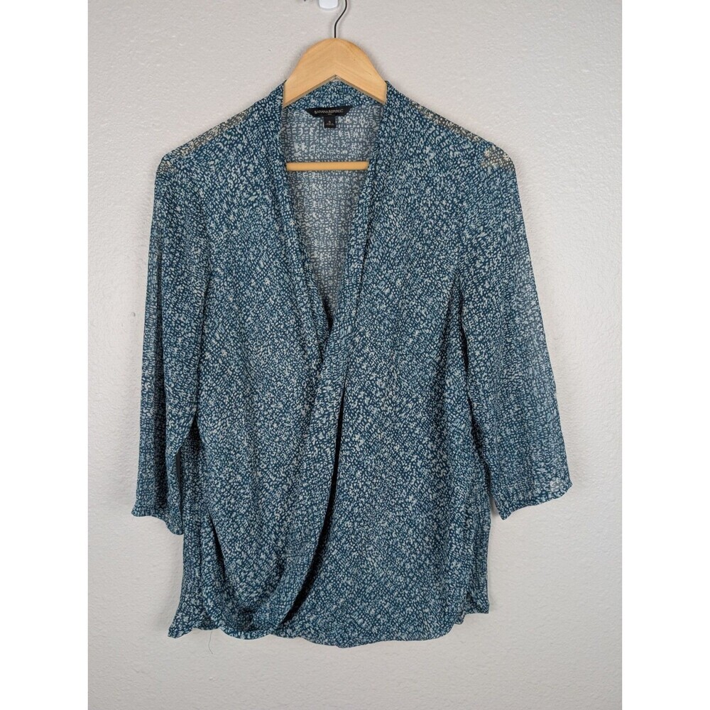 Banana‎ Republic Blue Long Sleeve Blouse Small Sz S